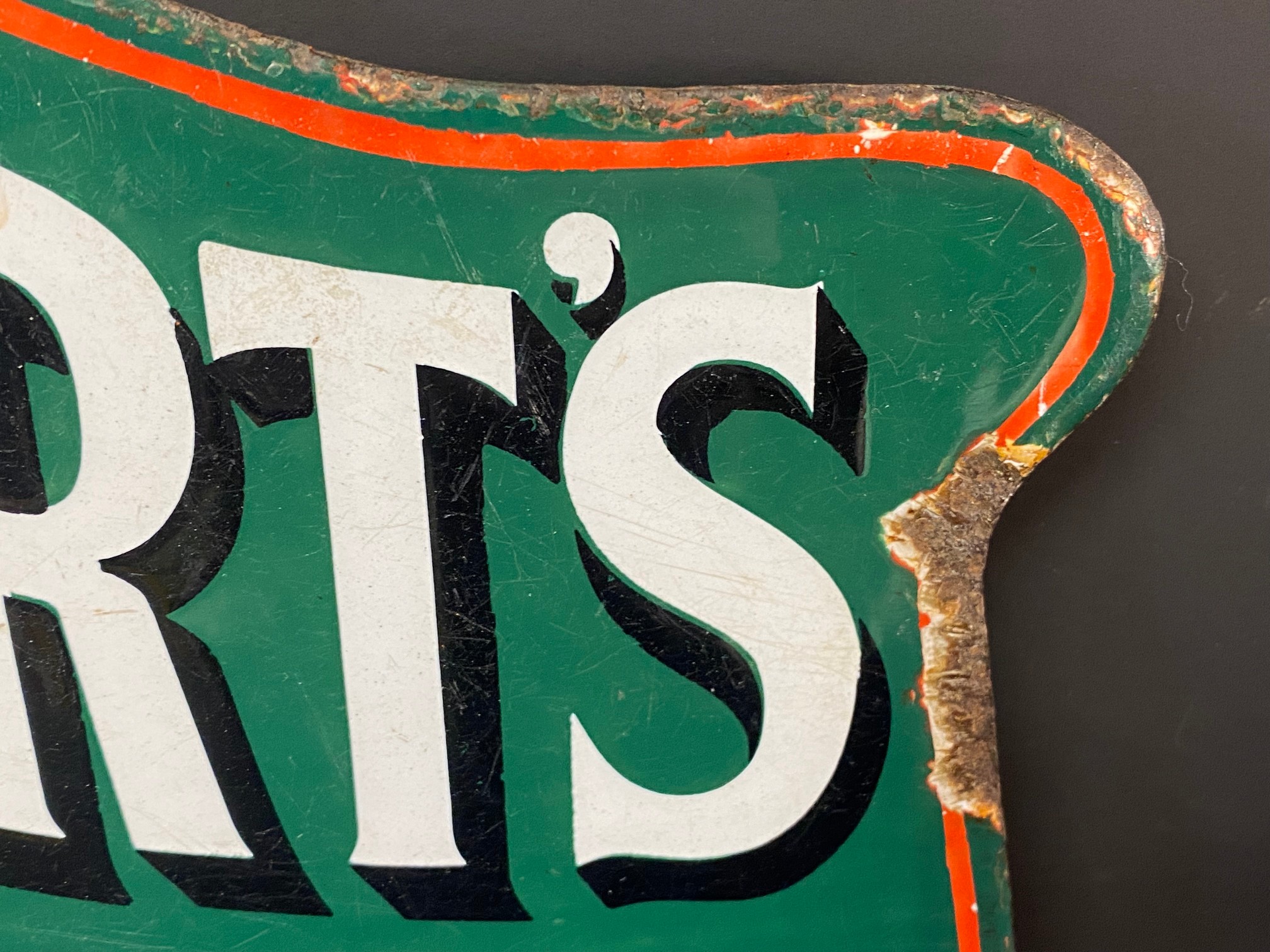 A very rare Engelbert's 'The' Motor Oils shaped double sided enamel sign with an image of a can to - Image 11 of 13
