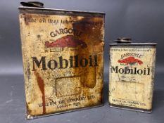A Gargoyle Mobiloil gallon can and a quart version.