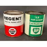 A Regent Marfak 1lb grease tin and a BP Energrease 1lb grease tin, both in very good condition.