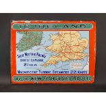 A rare small size 'To Ireland by The New Fishguard Route' pictorial map enamel sign by Chromo -