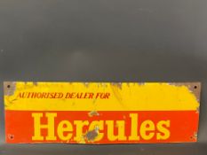 A small Hercules bicycle dealer enamel sign, 18 x 6".