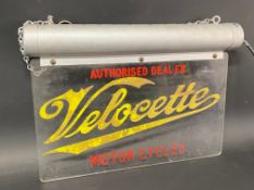 A rare Velocette Motorcycles Authorised Dealer garage showroom illuminated sign, 15 1/2 x 11".