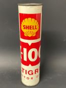 A kaleidoscope modelled as a Shell X-100 Motor Oil cylindrical tin in excellent condition.