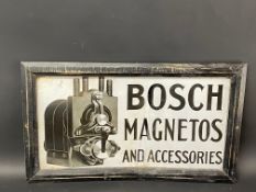 A Bosch Magnetos and Accessories pictorial enamel sign, excellent condition save for a line of