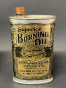 A Superior Burning Oil for cycles, carts, trucks etc. oval can in excellent condition.