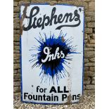 A very large Stephens' Inks For All Fountain Pens enamel sign by Bruton of Palmers Green, 40 x 60".