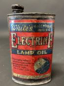 A White's Electrine Lamp Oil oval can in good condition.