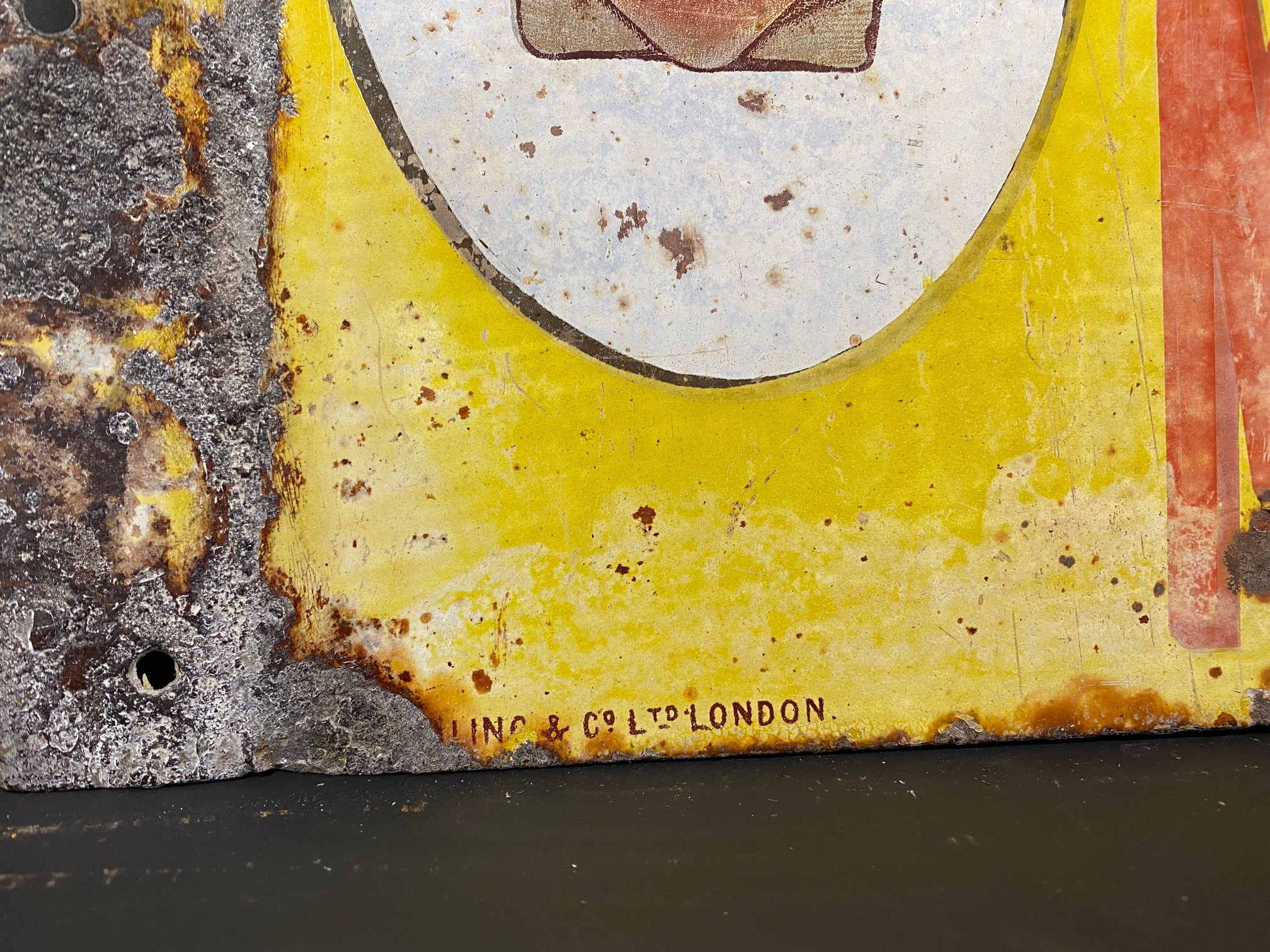 An early Shell Motor Spirit double sided enamel sign with clam motif, made by Willing & Co. Ltd, - Image 3 of 5