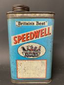 A rare Speedwell rectangular quart can, in good condition, still sealed with contents.