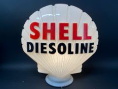 A Shell Diesolene glass petrol pump globe by Hailware, fully stamped underneath 'Property of Shell-