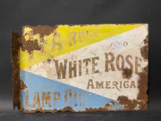 A Tea Rose and White Rose American Lamp Oil double sided enamel sign with hanging flange, by