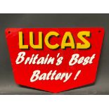 A Lucas 'Britain's Best Battery!' perspex advertising sign, 16 x 11".