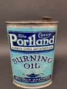 A Portland Curry Burning Oil oval can in good condition.