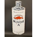A Gargoyle Mobiloil 'A' bottle-shaped enamel sign in excellent condition, 7 1/2 x 19 1/2".