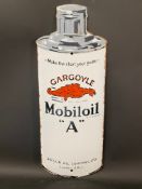 A Gargoyle Mobiloil 'A' bottle-shaped enamel sign in excellent condition, 7 1/2 x 19 1/2".