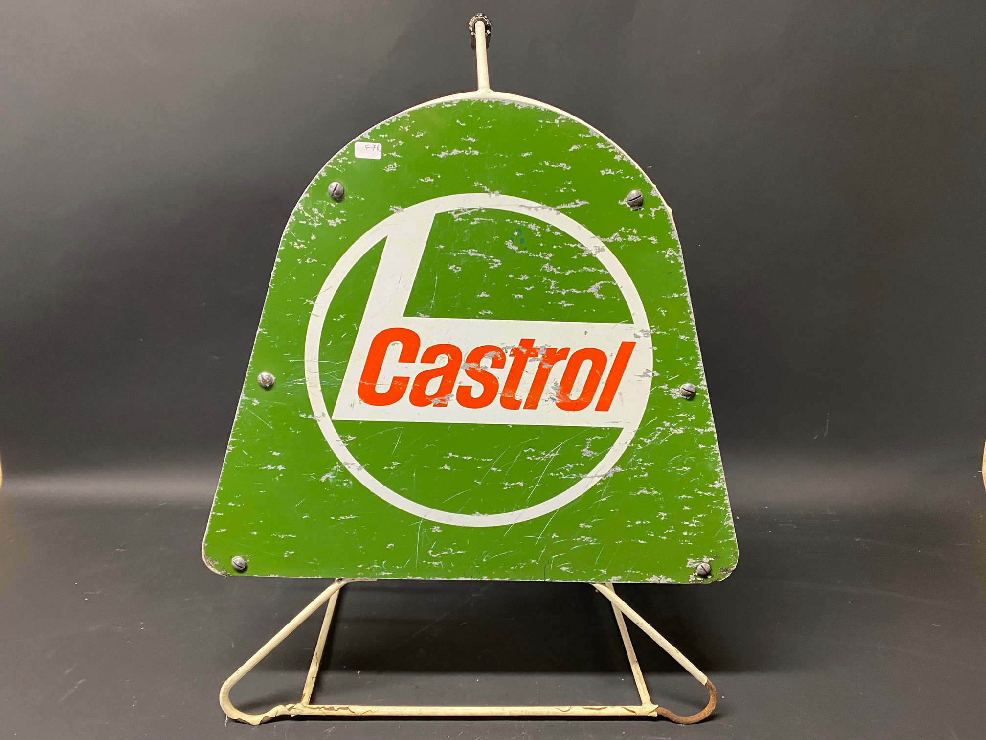 A Castrol Motor Oil garage forecourt rack, with tin advertising signs to each end. - Image 3 of 3