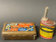 A Dunlop 'Midget Outfit for repairing Pneumatic Tyres' plus a miniature 'measure for charging' tin.