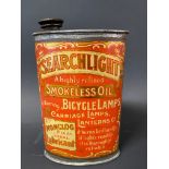 A Searchlight Smokeless Oil for Bicycle Lamps oval can, in near mint condition.