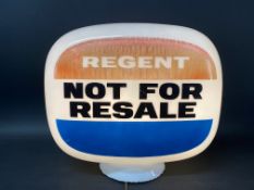 A Regent Not For Resale glass petrol pump globe by Hailware.