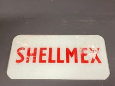 A Shellmex glass petrol pump brand insert, 12 1/2 x 6 1/2".
