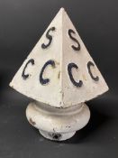 A Somerset County Council pyramid boundary marker finial, 13" h.