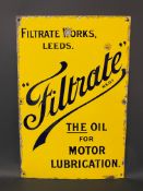 A Filtrate oils rectangular enamel sign by Protector of Eccles, very good condition and gloss, 14