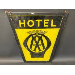 An AA Hotel glass lightbox panel by Franco, framed for hanging, 21 x 23".