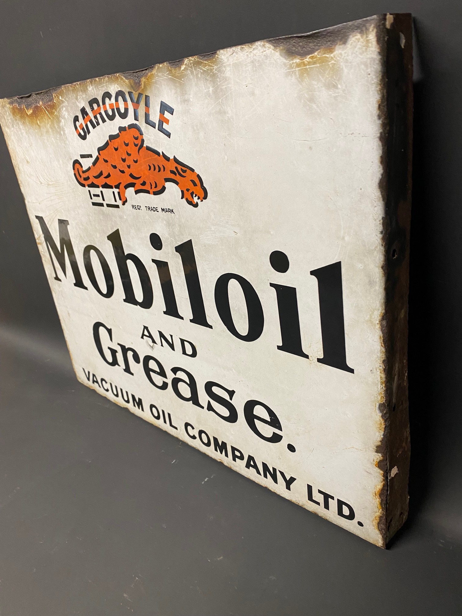 A Gargoyle Mobiloil and Grease double sided enamel sign with hanging flange, 20 x 16". - Image 5 of 5