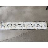 A street name sign for Whitethorn Gardens, 61 1/2 x 11".