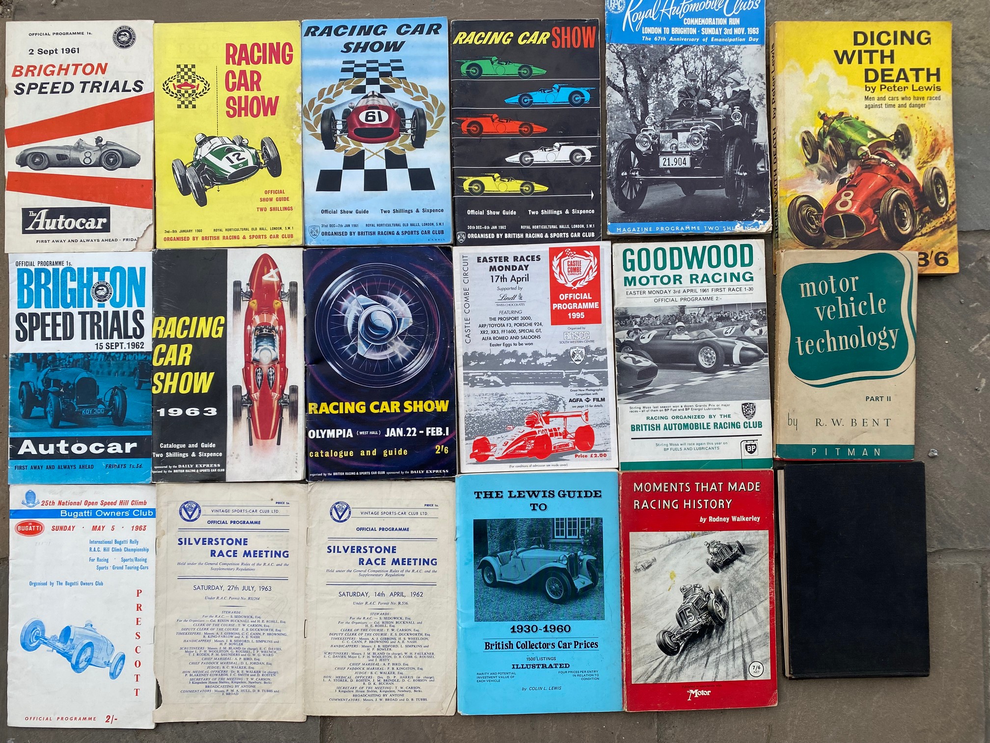 A selection of mostly 1960s race programmes, including Goodwood, Brighton Speed Trials, plus various