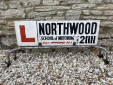 A Northwood School of Motoring learner driver roof mounted double sided advertising sign, 44" w