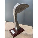 A stylish polished aluminium Autosport presentation statue of stylish form, awarded to Eric Broadley