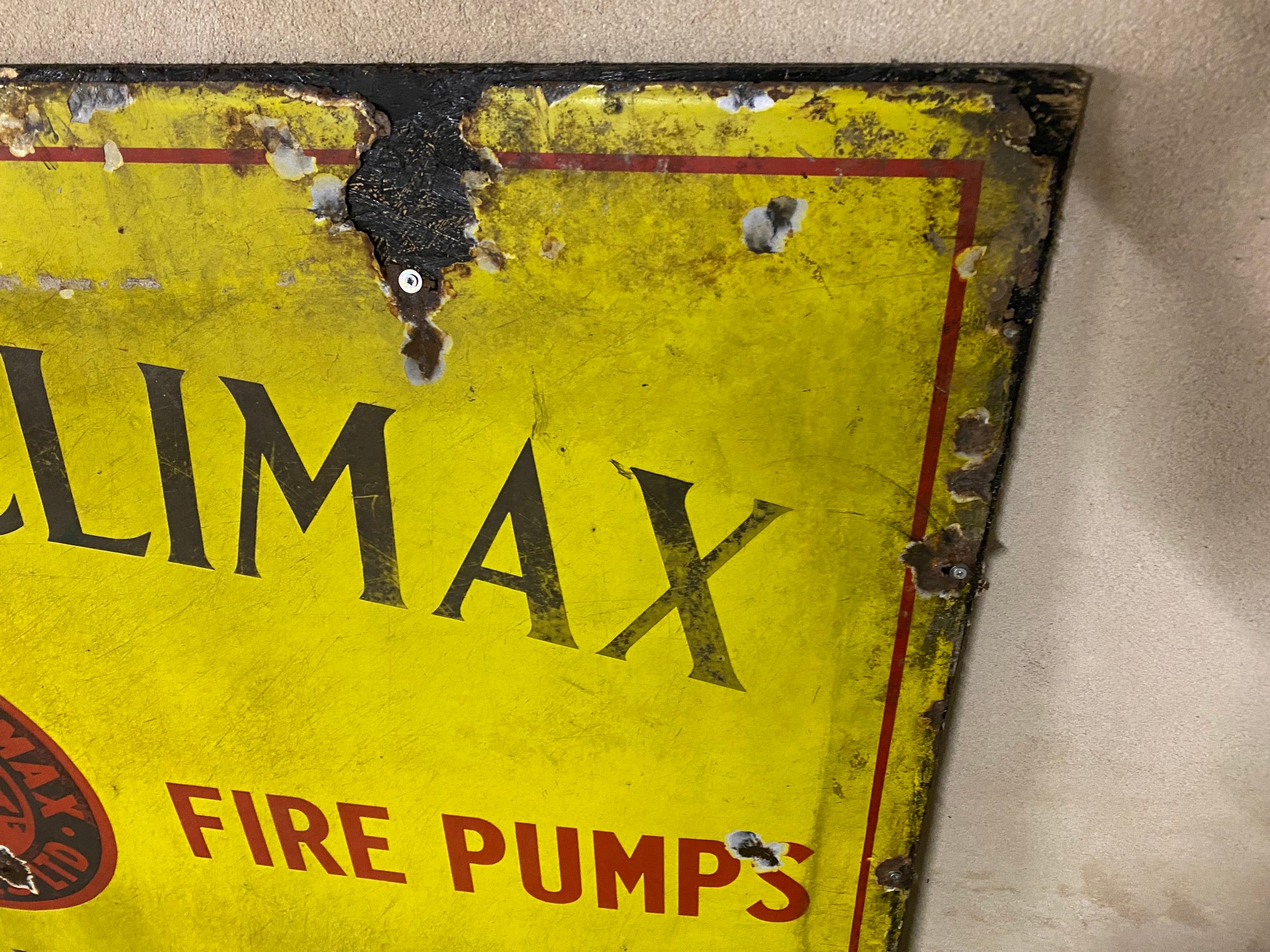 A Coventry Climax Engines Ltd 'Godiva Fire Pumps' enamel sign, mounted on a board, 72 x 48". - Image 2 of 3