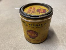 A Shell Retinax P grease tin, of cardboard form.