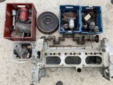 An Invicta 3-litre Meadows partial engine, no.6049, comprising crankcase, sump, timing case,