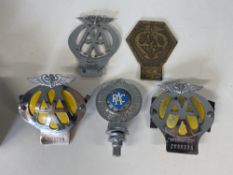 A small selection of AA and RAC badges.