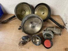 A pair of Lucas RB50 headlamps, plus various other lamps etc.