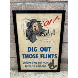 A framed and glazed circa 1960s advertising poster bearing the words 'Dig out those flints before