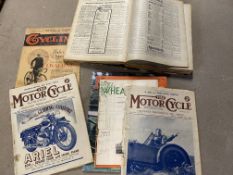 A 1940 issue of the magazine 'Cycling', plus some Motor Cycling magazines, and a bound group of