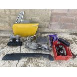 An autojumbler's lot of various parts, many to suit MG Midget, including a nearside door,