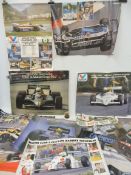 A selection of Autosport posters, various Formula 1 images including Ayrton Senna winning the 1985