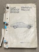 A Ford workshop manual for Capri 2000 and 3000 GT models.