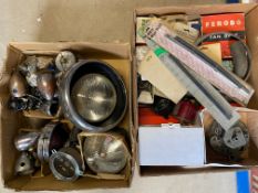 Two boxes of assorted lights and other spares.