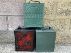 Three two gallon petrol cans including Redline and War Department.