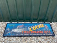 A framed and glazed highy pictorial advertisement for Lucas Cycle Dynamo Sets, great colour, 60 x