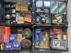 Four boxes of assorted spares including mechanical fuel pumps, horns, core plugs etc.