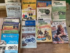 A selection of early motorcycling magazines, including show editions, 1940s onwards.