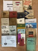 A group of early handbooks, manuals including Vespa, BSA, Velocette, NSU, Douglas etc.