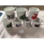 Seven vintage fayre motorcycle mugs.