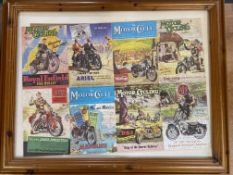 A framed and glazed jigsaw puzzle, the image formed as various period magazine covers